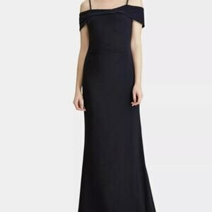 Ralph Lauren Women’s Evening Dress Navy Blue Womens Size 8 Maxi Off The Shoulder